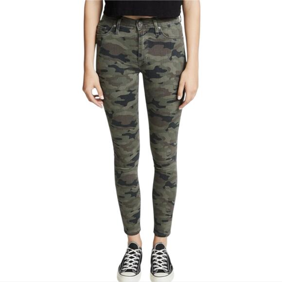 Hudson Barbara High Rise‎ Crop Raw Hem Camouflage Skinny Jeans Size 25 New - Picture 2 of 14